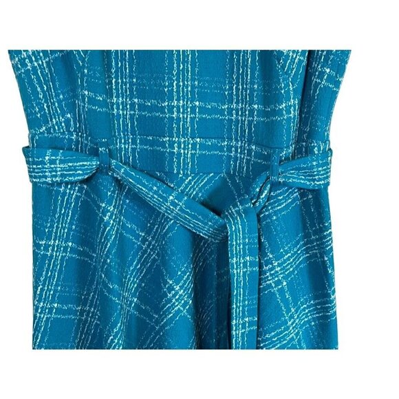 Chaps Dress 14 Blue Plaid Preppy Boho Western Retro Office 80s Neutral Feminine - Picture 4 of 15